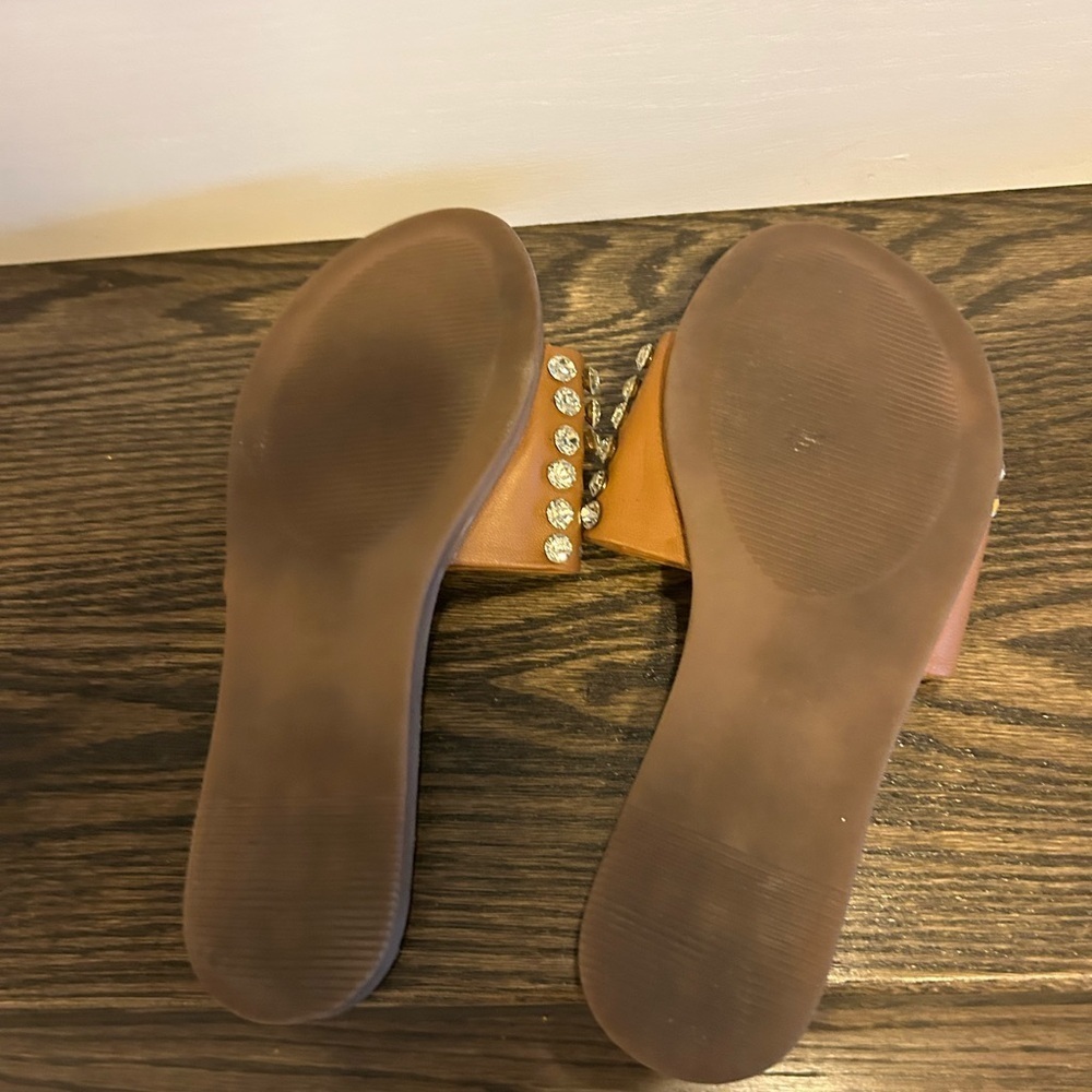 Steve Madden Brown Rhinestone Slide Sandals - Picture 3 of 7